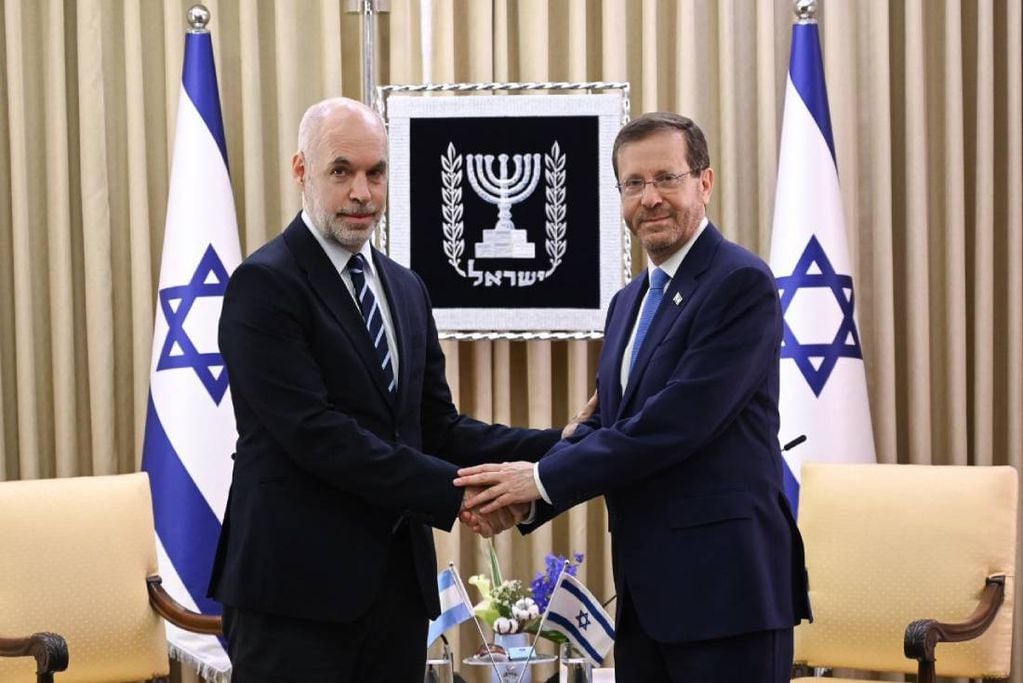 Horacio Rodríguez Larreta con Isaac Herzog, presidente de Israel.