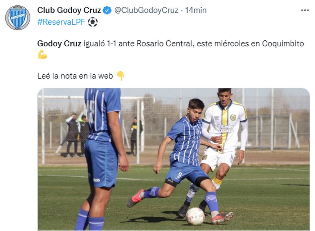 Godoy Cruz vs. Rosario Central, partido de Reserva por la Liga Profesional de Fútbol.
