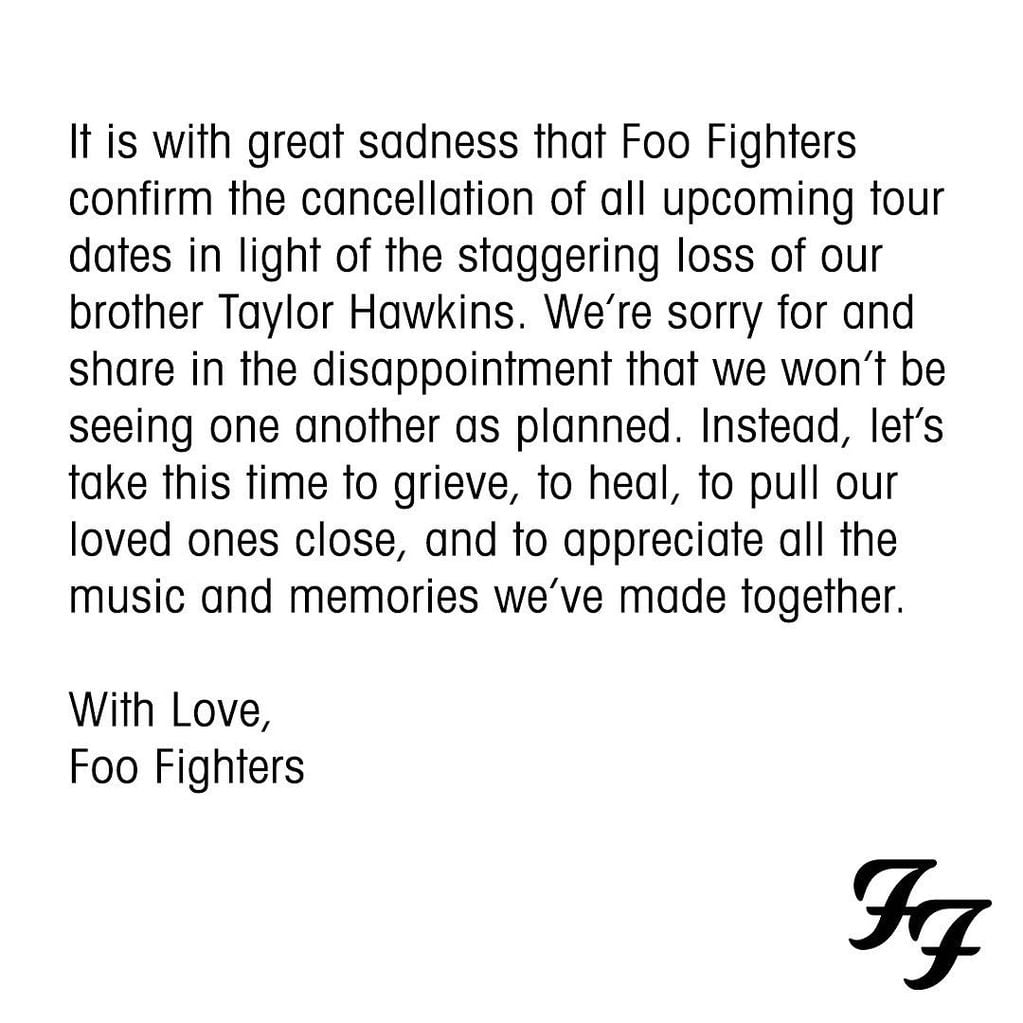 El comunicado de Foo Fighters