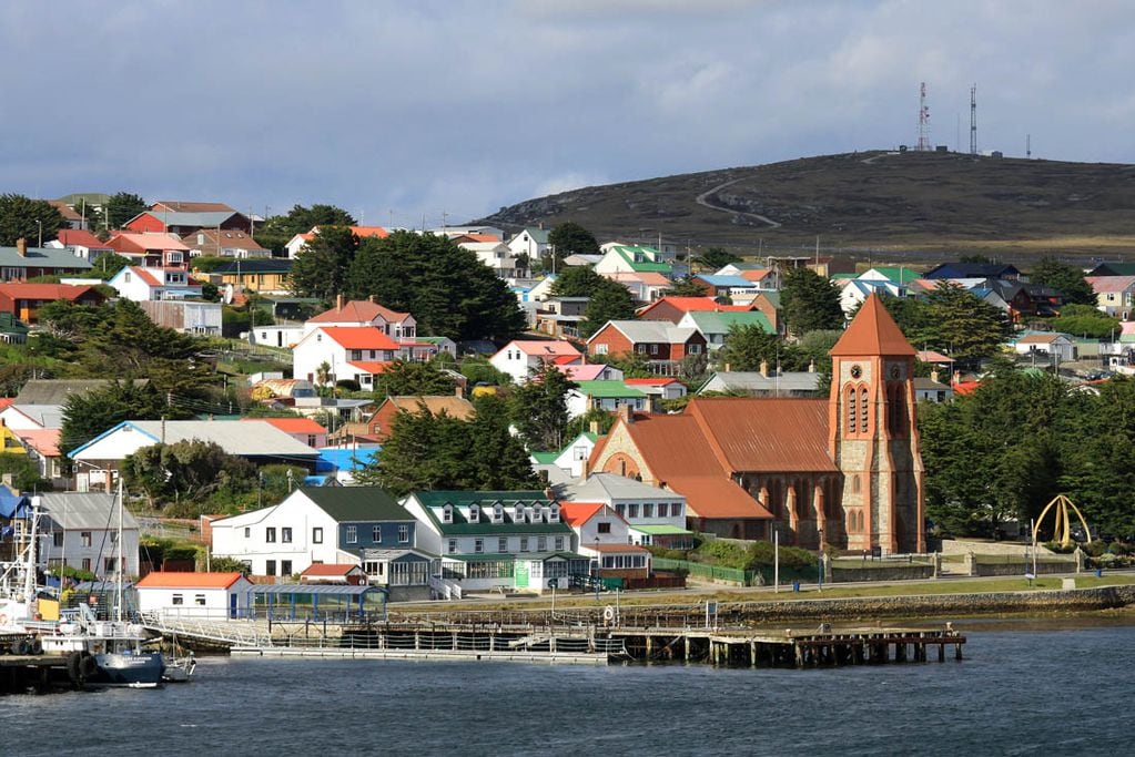 Puerto Argentino, la localidad más poblada del archipiélago de Malvinas.