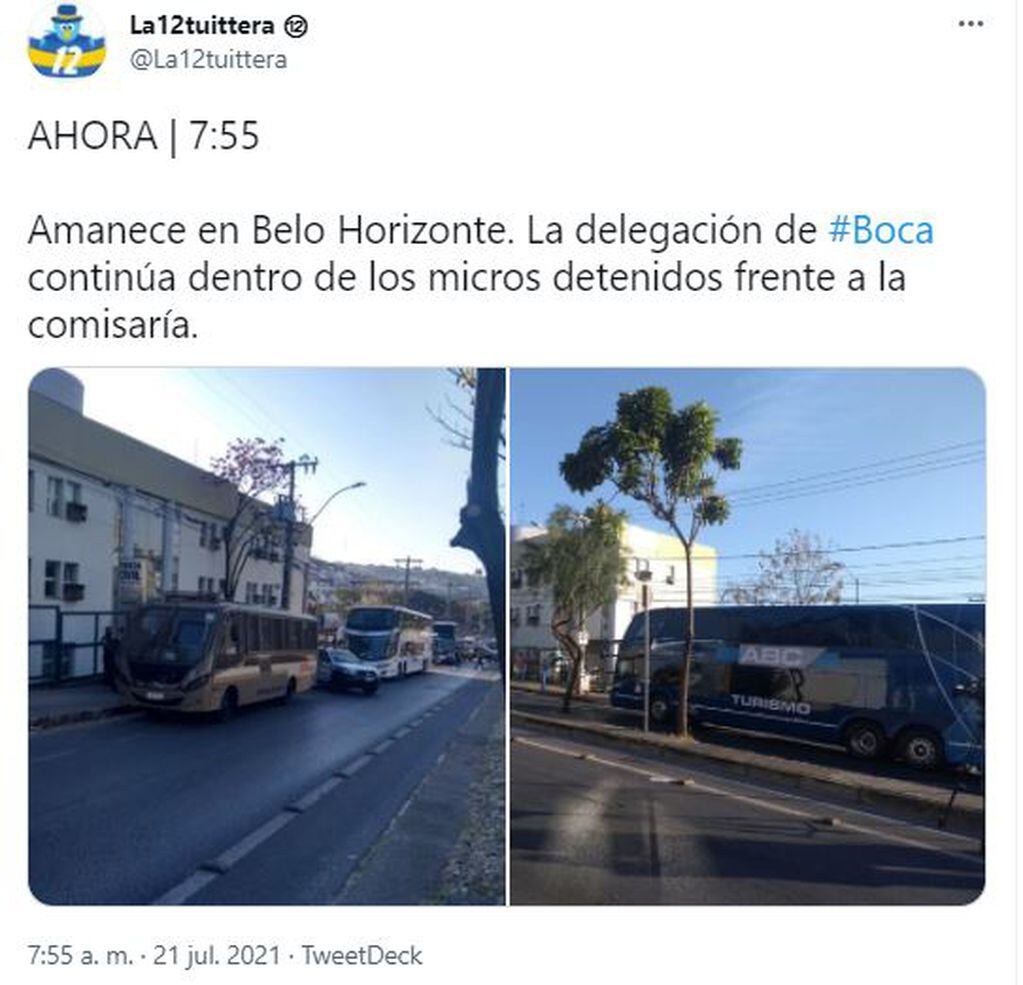 La delegación de Boca pasó la noche en Belo Horizonte, tras los incidentes protagonizados en la zona mixta del estadio Mineirao.