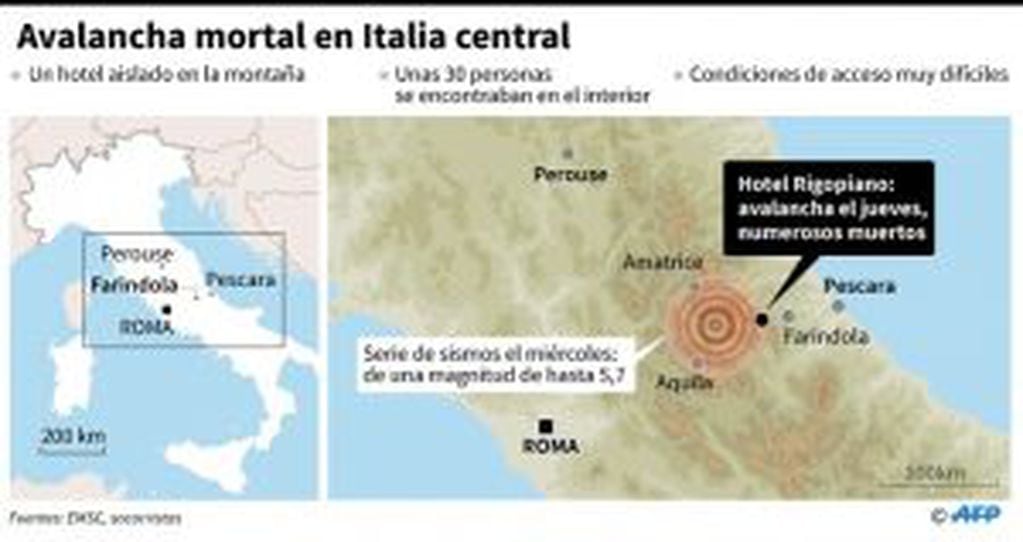 Mapa de la región donde se produjo la avalancha en la que murieron varias personas - AFP / AFP