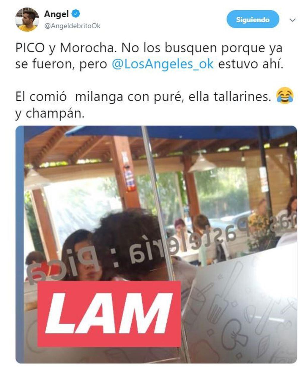 "Pico" Mónaco fue sorprendido almorzando con una morocha. (Twitter)