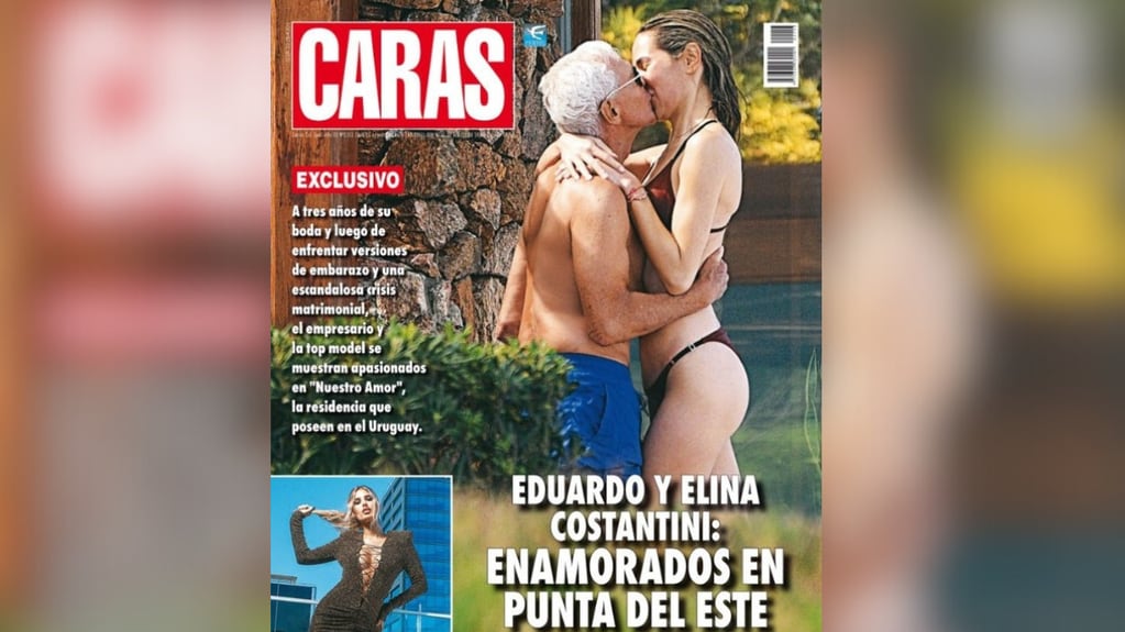 No hay tal crisis: Elina Fernandez y Eduardo Constantini se mostraron muy acaramelados en su casa de Punta del Este.