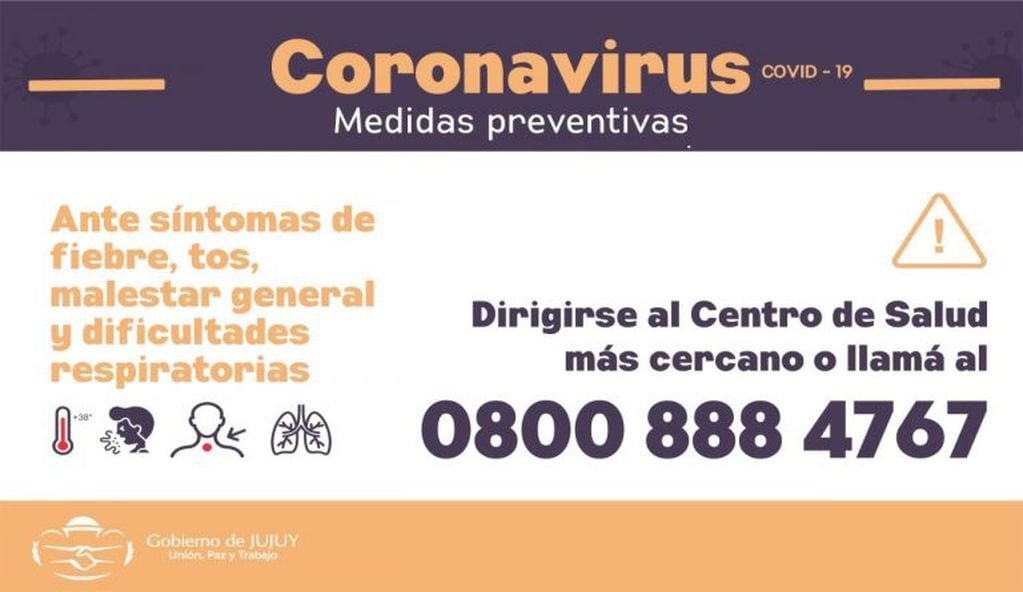 En Jujuy se habilitó una línea gratuita para efectuar consultas o solicitar información sobre el conornavirus COVID-19.