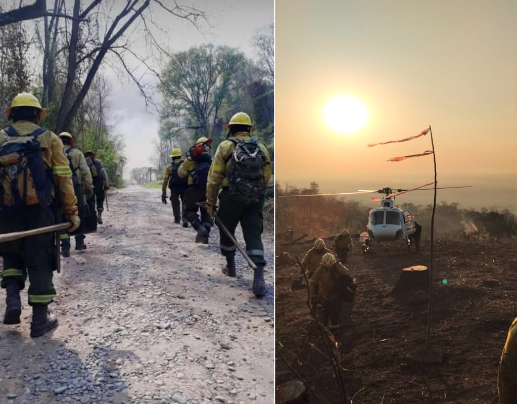 Más de doscientas personas trabajan denodadamente en el combate contra el fuego en la zona de las Yungas de Jujuy, en condiciones climáticas adversas.