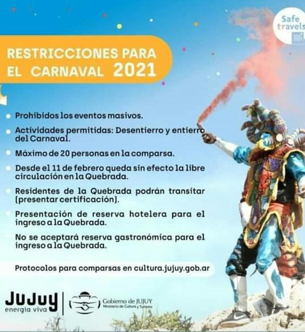 Resumen de las medidas que implementa el Gobierno local para minimizar el riesgo de contagios masivos durante el próximo carnaval.