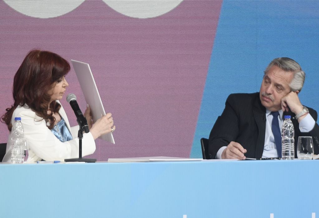 Cristina Kirchner en su discurso junto a Alberto Fernández. Foto Federico López Claro
