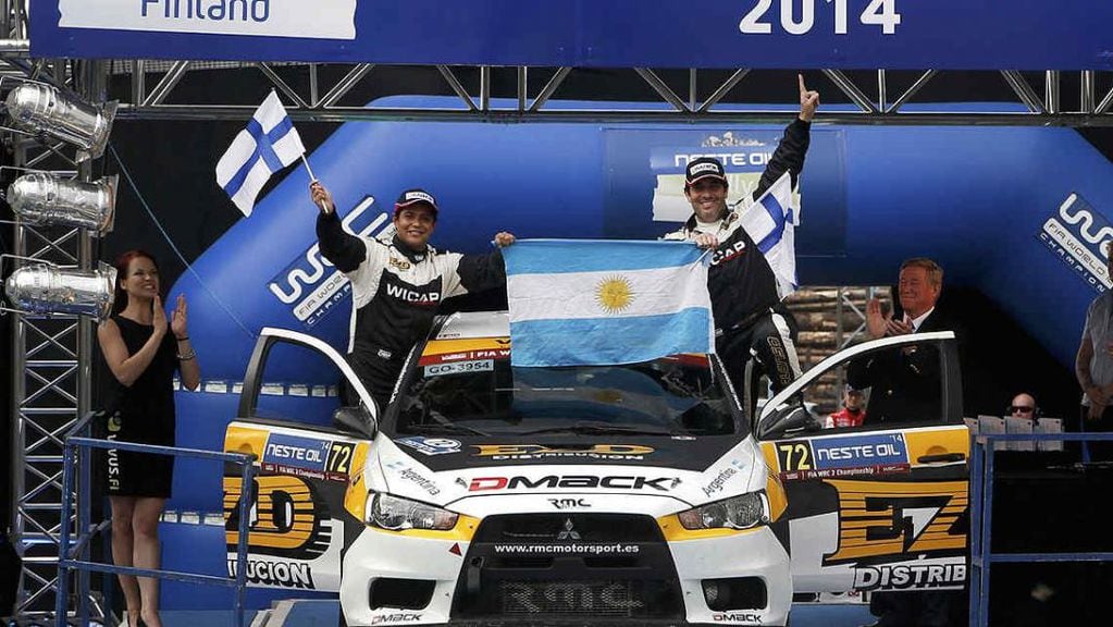 Juan Carlos Alonso, junto a su navegante Pupín Monasterolo, cuando ganó en Finlandia 2014, temporada en la que logró el subcampeonato mundial de Producción (Foto: Prensa FIA WRC).