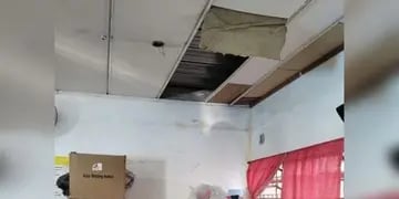 Se despendió una parte del techo de un colegio de Rosario, pero no hay heridos.