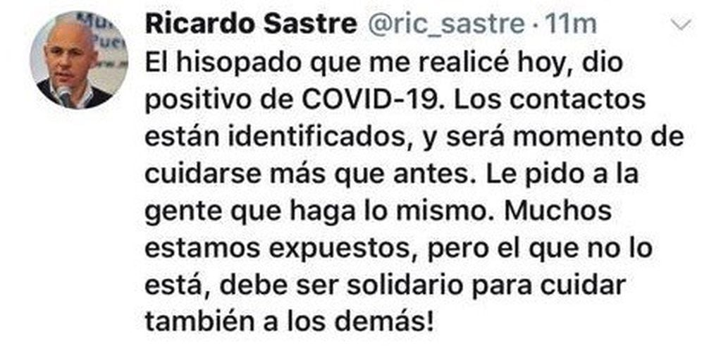 Tuit de Ricardo Sastre