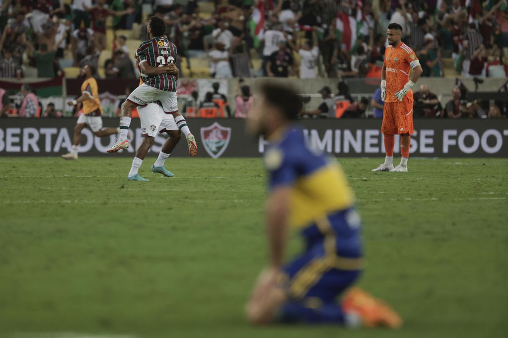 Jugadores de Fluminense celebran la final de la Copa Libertadores ante  Boca Juniors en el Maracaná.
