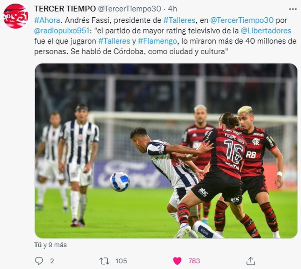 El Talleres-Flamengo y su enorme repercusión, según remarcó Fassi.
