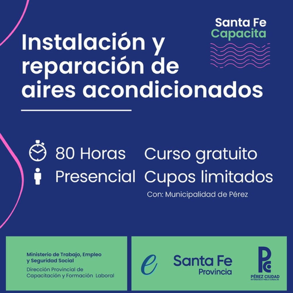 Pérez: curso gratuito de reparación e instalación de aires acondicionados (Facebook Pérez Ciudad)