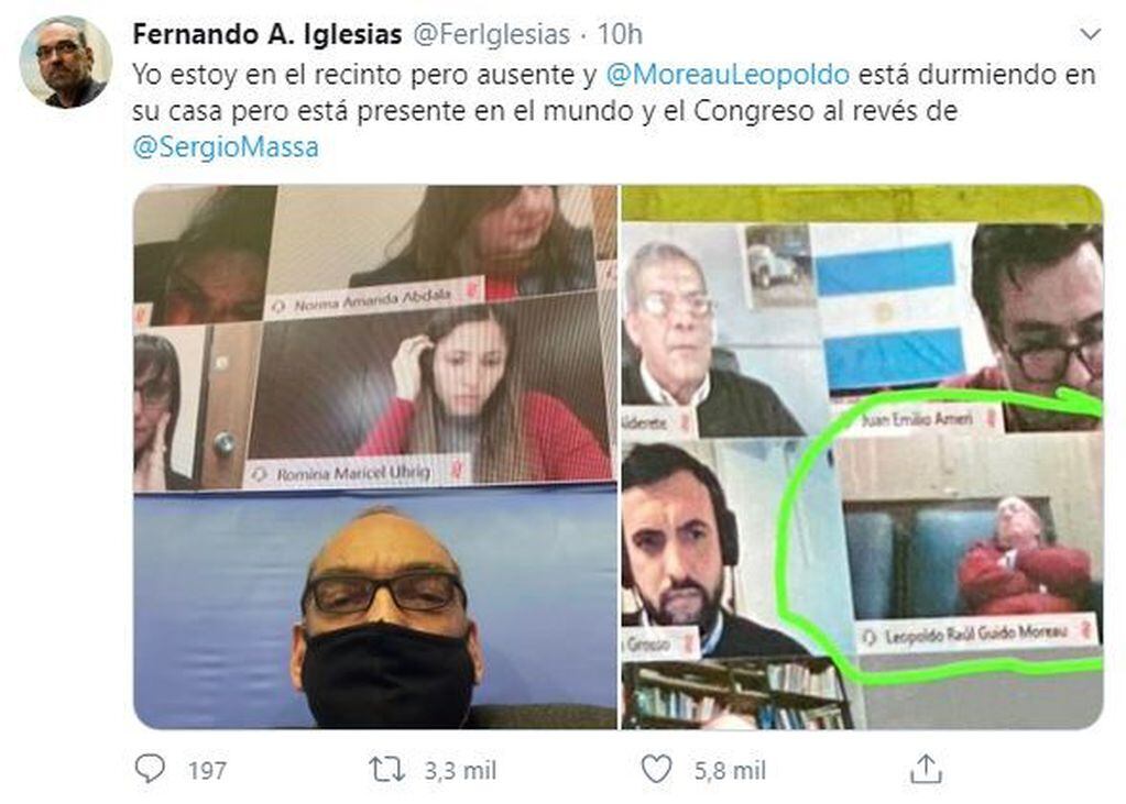 Fernando Iglesias sobre Leopoldo Moreau. (Twitter)