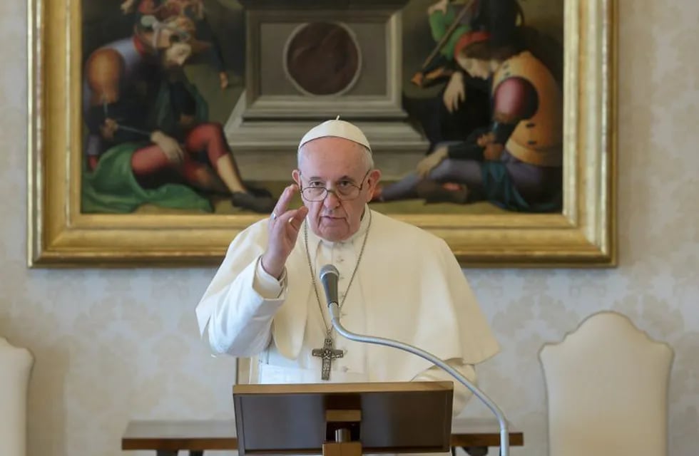 Pope Francis delivers the weekly Angelus prayer via video at the Vatican, March 15, 2020.   Vatican Media/­Handout via REUTERS    ATTENTION EDITORS - THIS IMAGE WAS PROVIDED BY A THIRD PARTY.