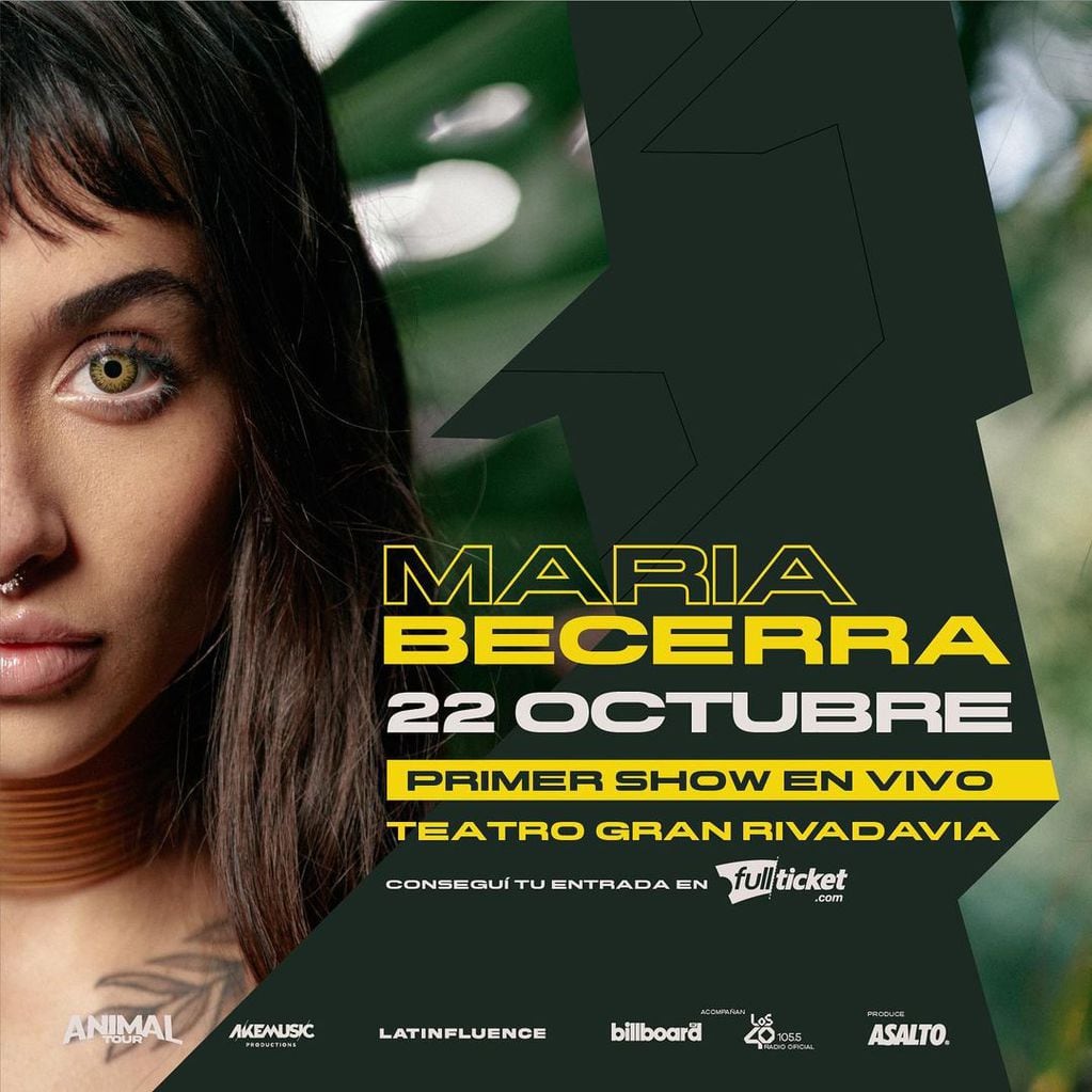 María Becerra se presentará en vivo en el teatro Gran Rivadavia.