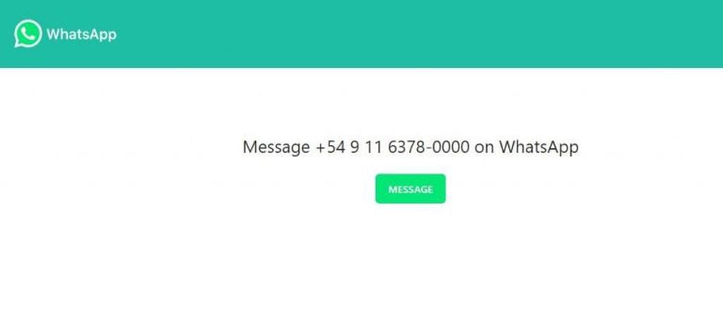 Ejemplo de paso 2 de cómo mandar un mensaje de WhatsApp a un contacto que no tenemos agendado