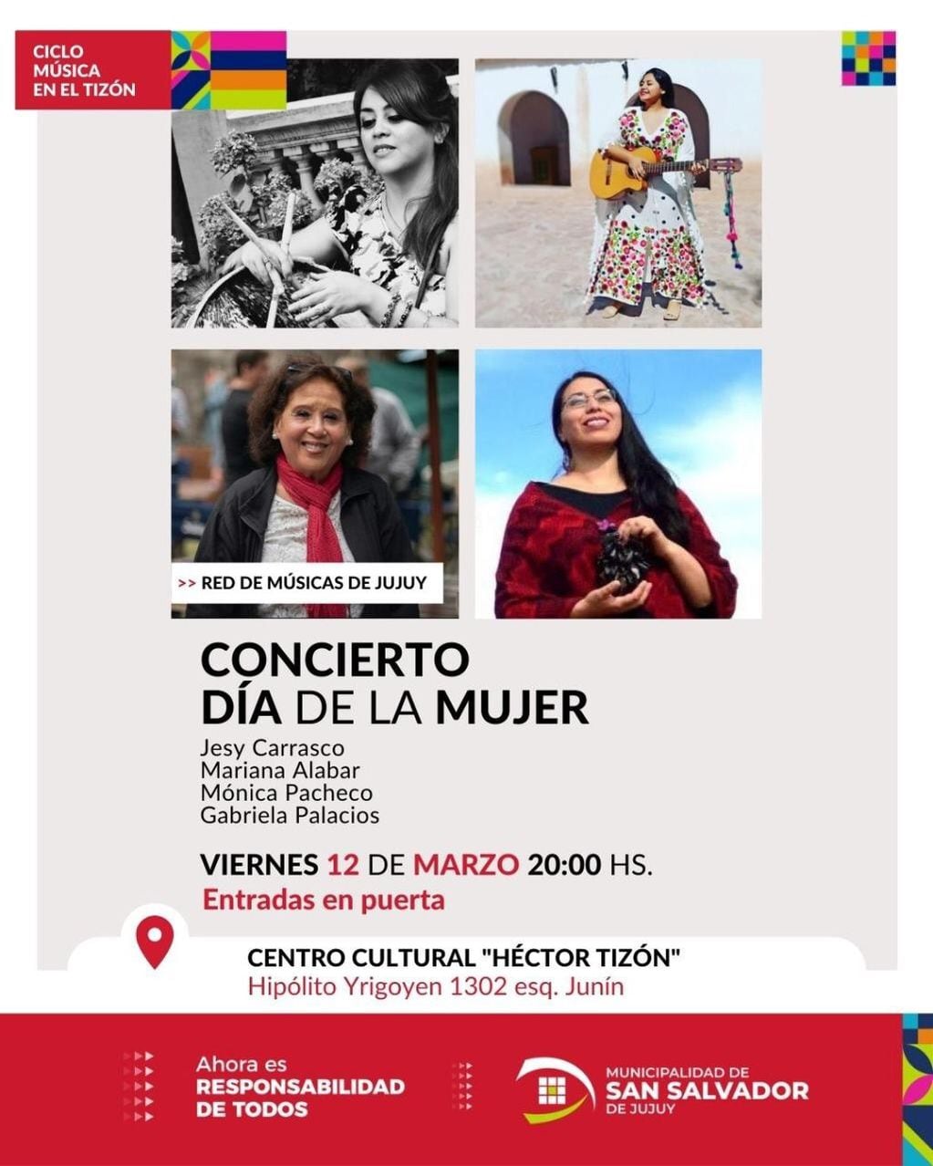 La propuesta del Concierto por el Día de la Mujer, anunciado por la Municipalidad de san Salvador de Jujuy.