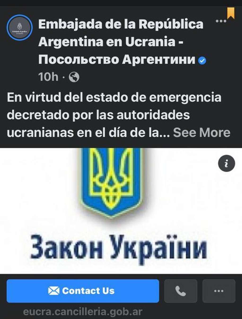 La Embajada Argentina en Ucrania anunció que hay una línea de WhatsApp para ayudar a los argentinos que estén allí
