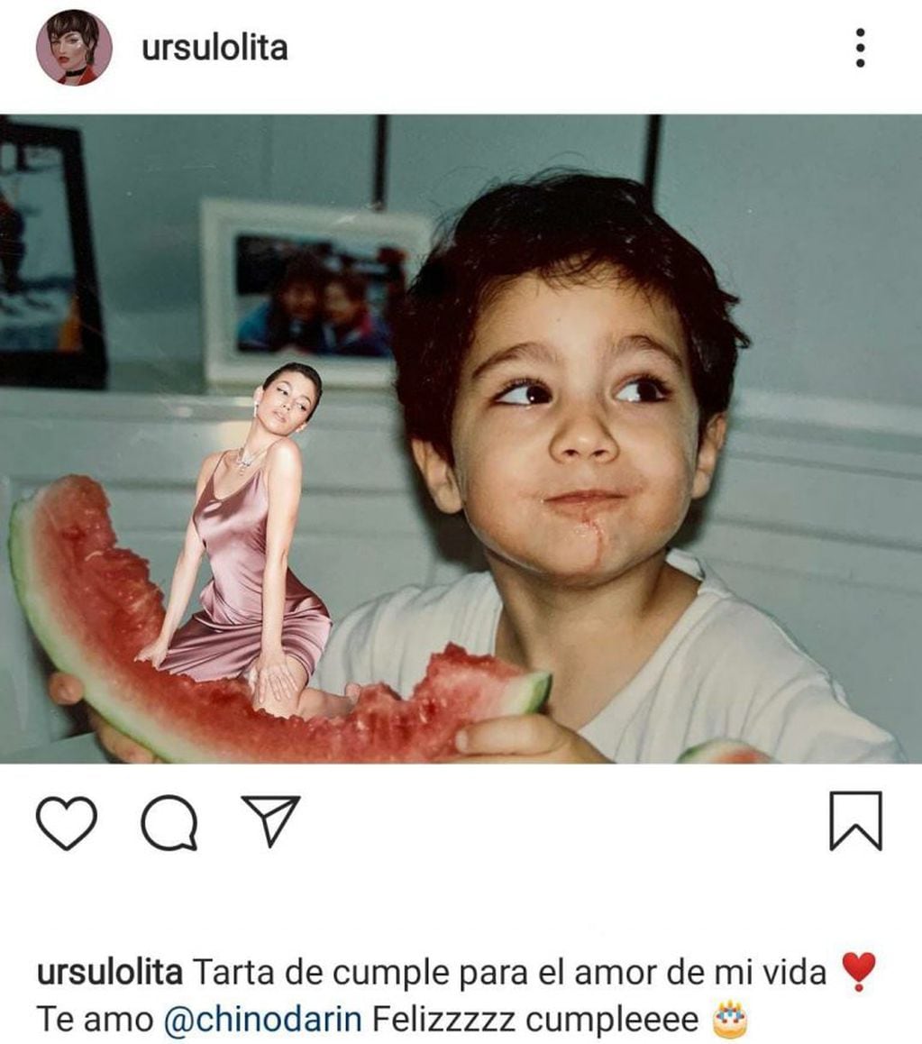 La publicación de Úrsula Corberó por el cumpleaños del Chino Darín (Foto: captura Instagram)