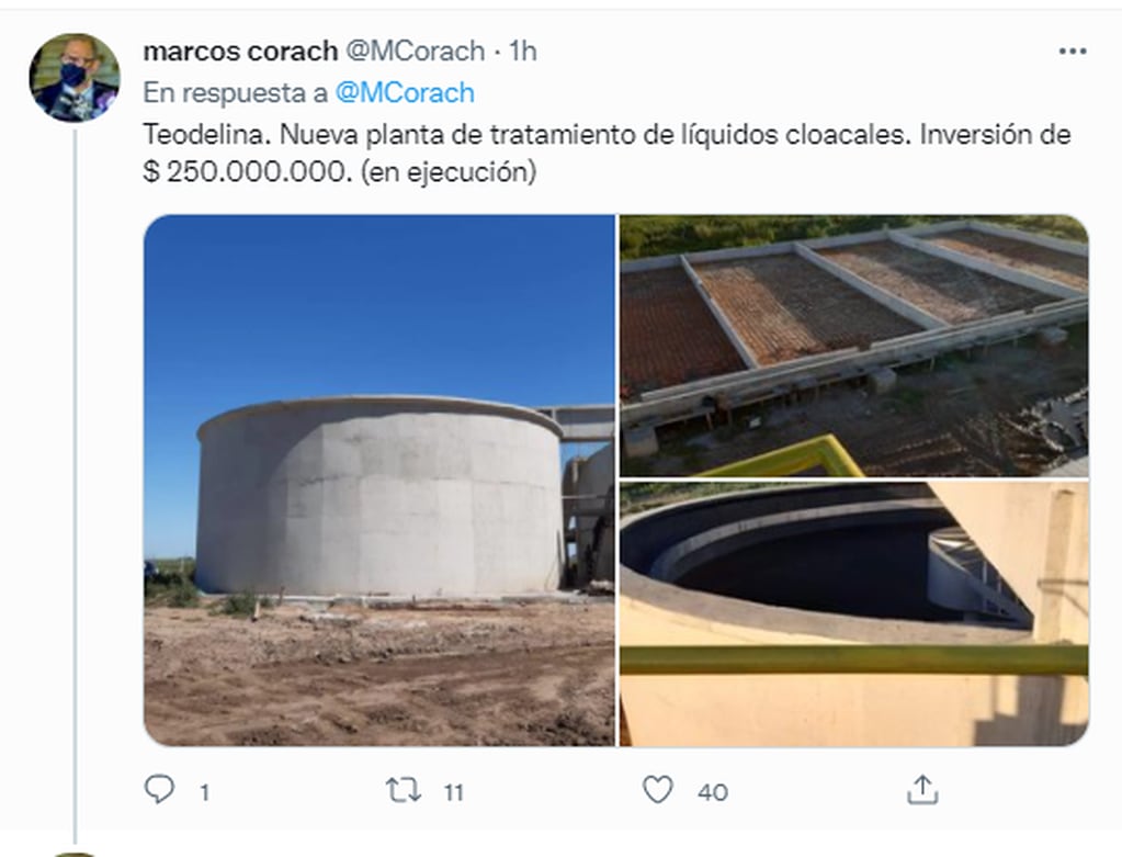 Hilo de Twitter del ministro de la Gestión Pública, Marcos Corach, respondiendo ante la supuesta discriminación en los fondos públicos