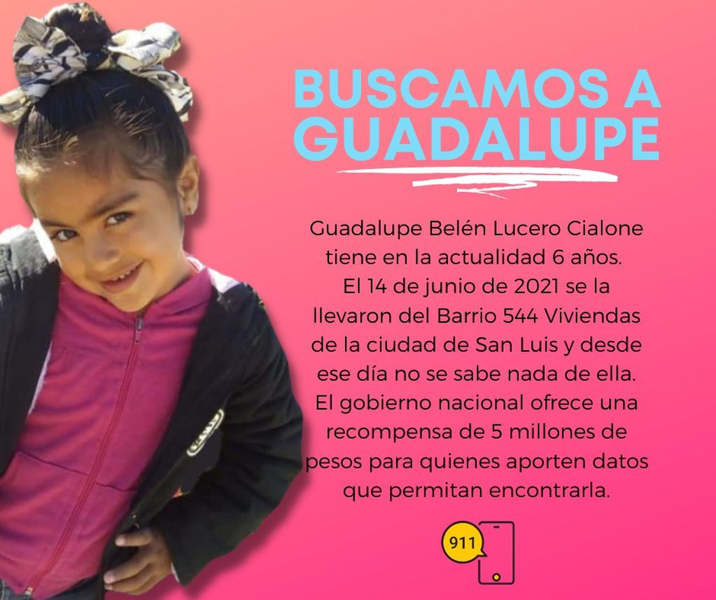 Guadalupe Lucero, la niña de San Luis desaparecida hace más de un año y 6 meses.