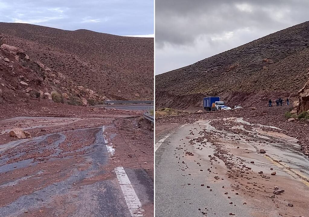 Las tormentas de las últimas horas en la zona cordillerana de la provincia de Jujuy provocaron el anegamiento de varios tramos de la RN 52, que quedó cubierta con lodo y piedras.