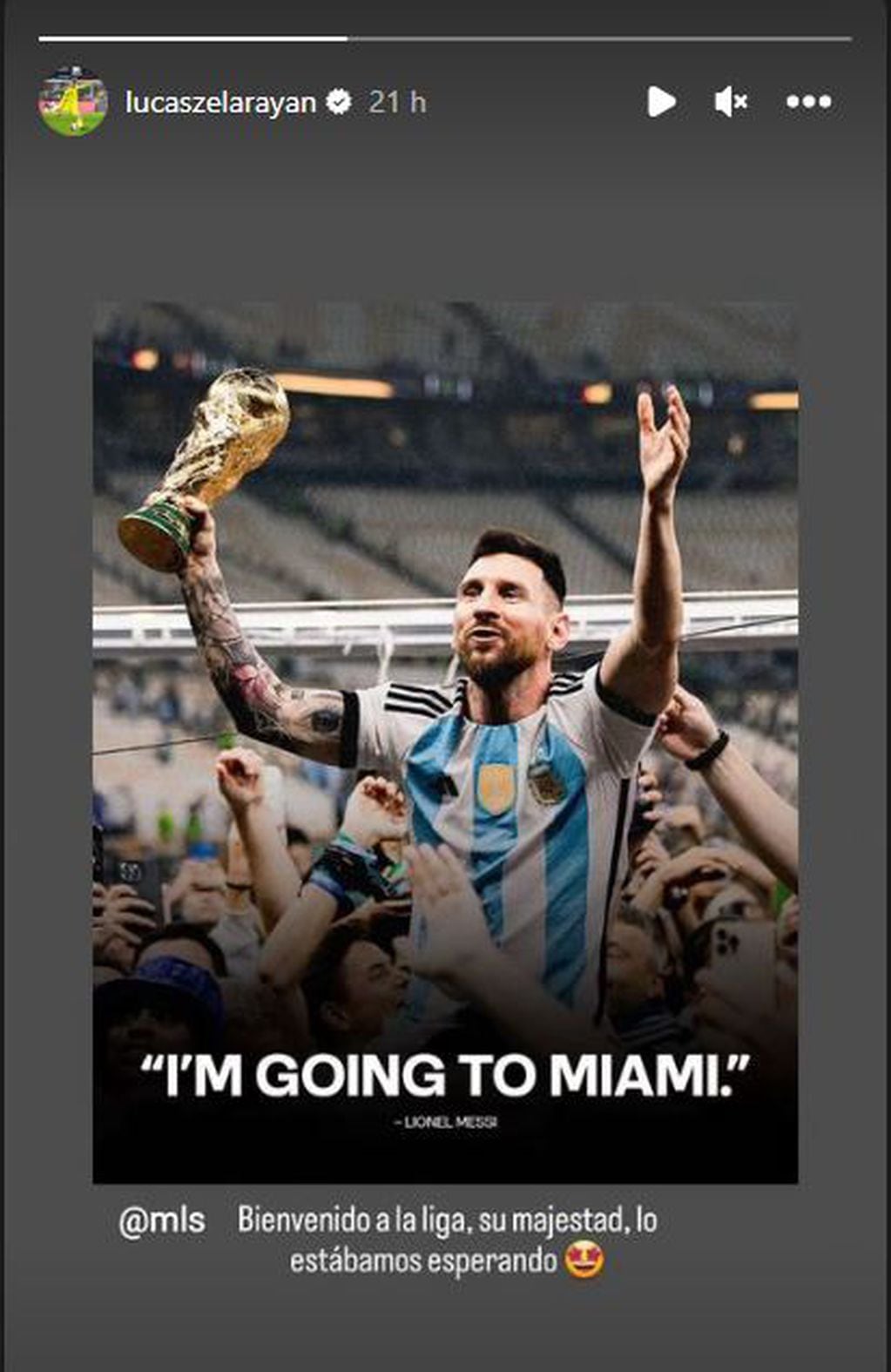 El mensaje del Chino para Messi y su bienvenida. (Captura).