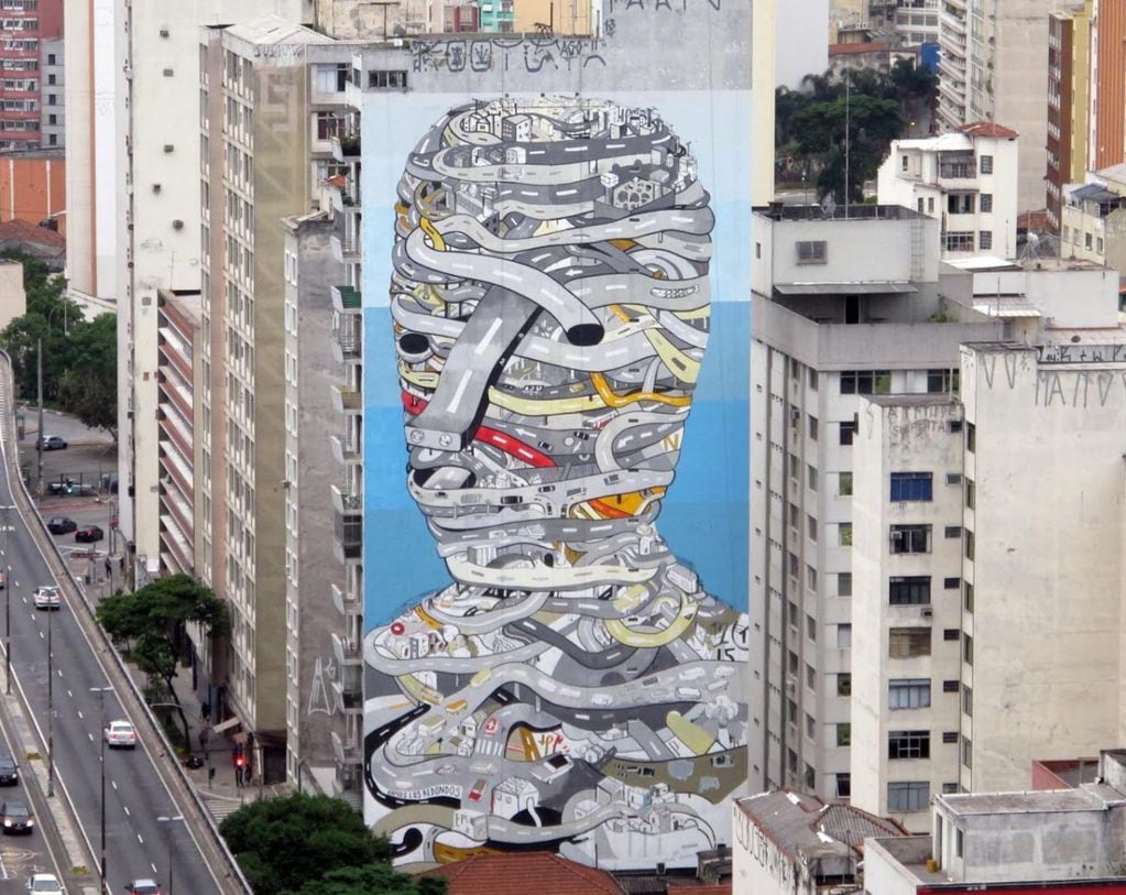 El mural de la ceguera en San Pablo tiene unos 60 metros.