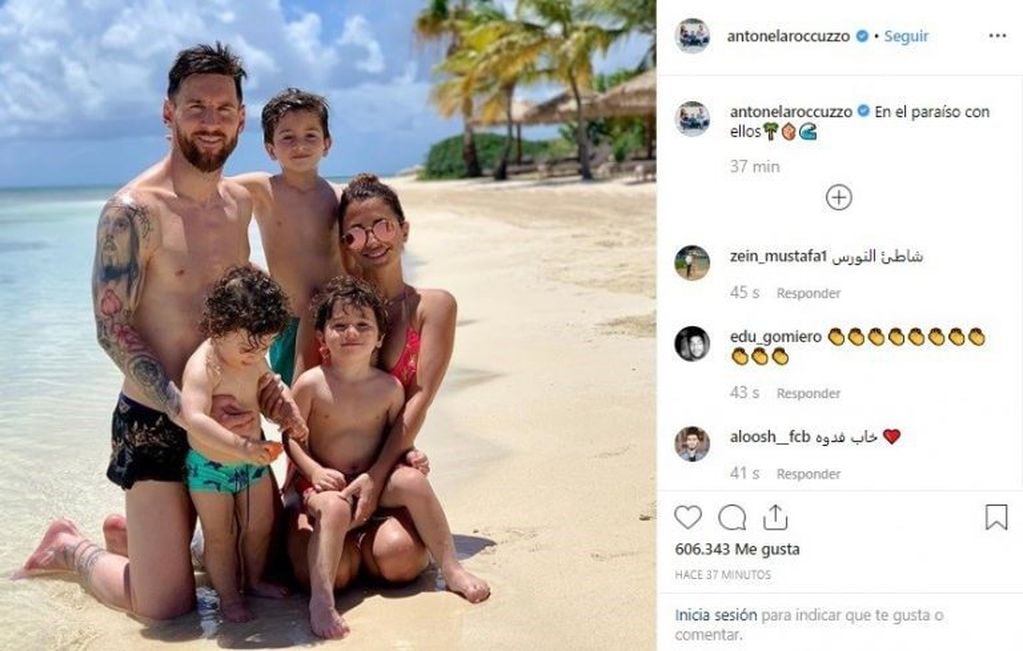 Los looks de Messi y Antonela en las playas del Caribe.(Instagram: @antonelaroccuzzo)
