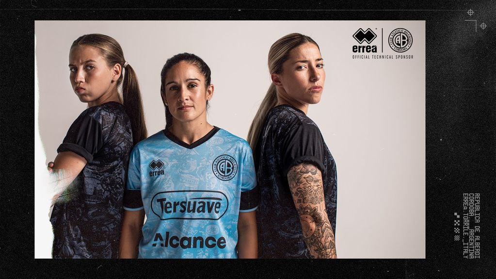 Así es la nueva remera de Belgrano, de la marca Errea, presentada en las redes sociales del club. (Prensa Belgrano)