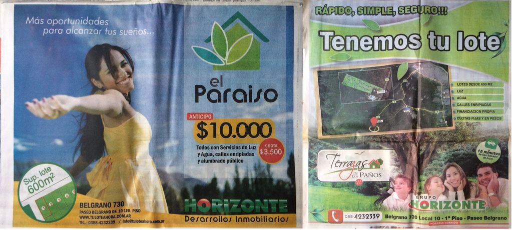 Dos de las innumerables campañas publicitarias que realizó la cuestionada empresa Horizonte Multinivel en Jujuy.