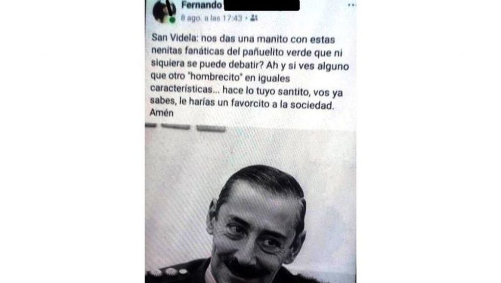 Rio Gallegos: El post de Facebook del docente de Santa Cruz (captura de Facebook).