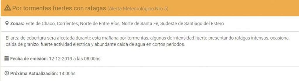 Servicio Meteorológico Nacional.