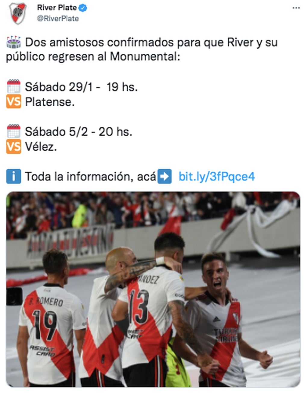 Platense y Vélez serán los rivales de River en los amistosos programados en el Monumental.