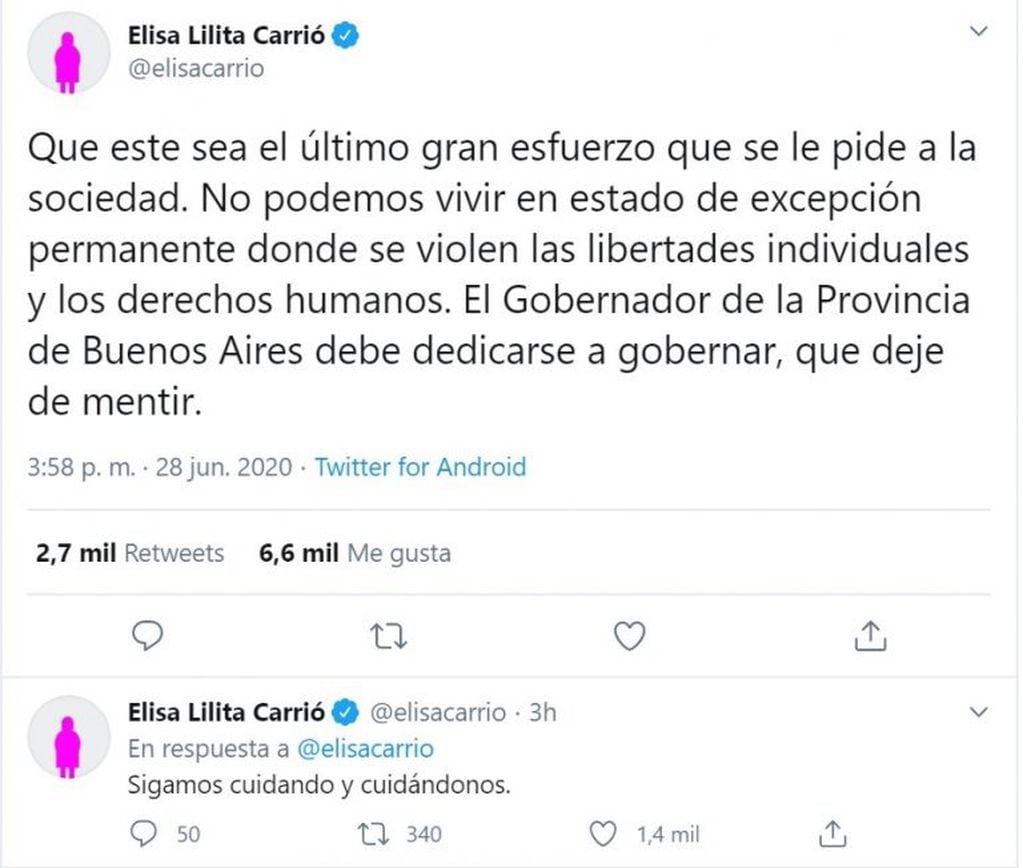 Elisa Carrió (Captura Twitter)