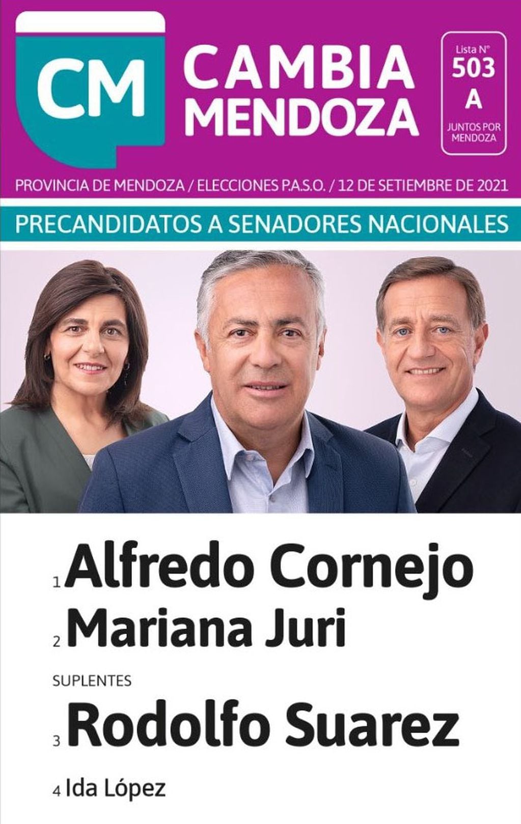 Paso 2021: boleta de Mendoza Cambia con Rodolfo Suárez como candidato suplente