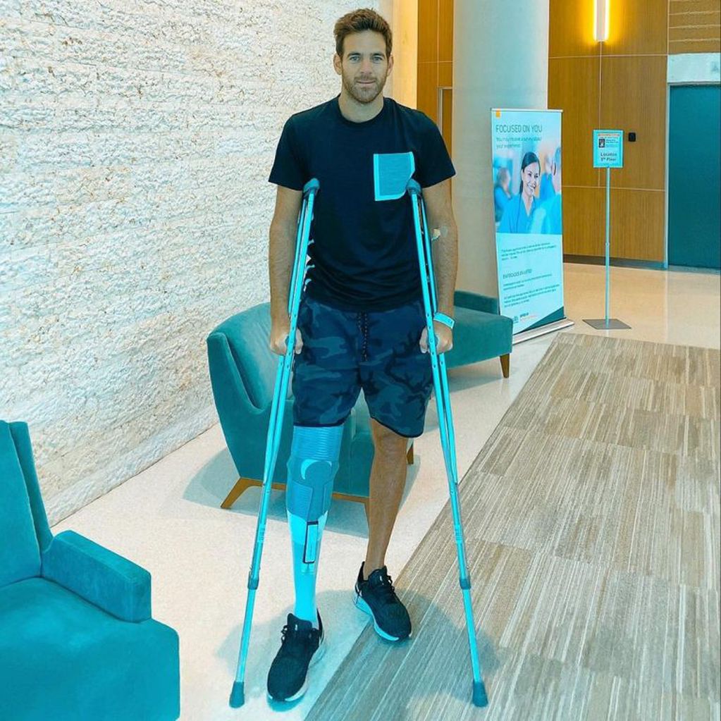 Juan Martín del Potro estuvo cumpliendo la rehabilitación de su rodilla (Instagram/@delpotrojuan)