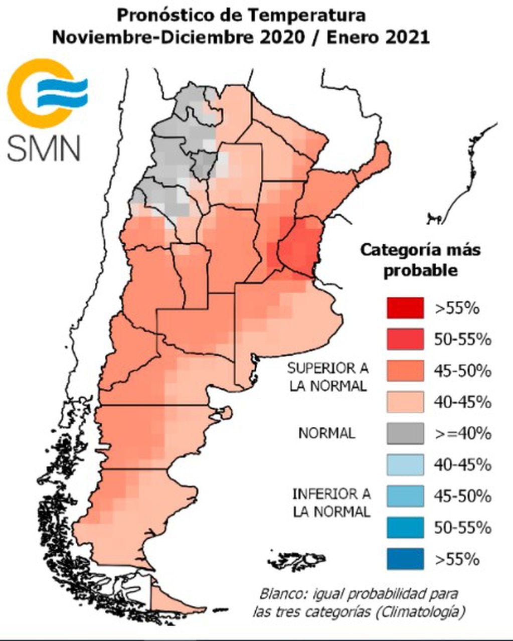 En la mayoría de las provincias argentinas se espera que las temperaturas sean más altas de lo normal en los próximos tres meses. Foto: Prensa SMN.