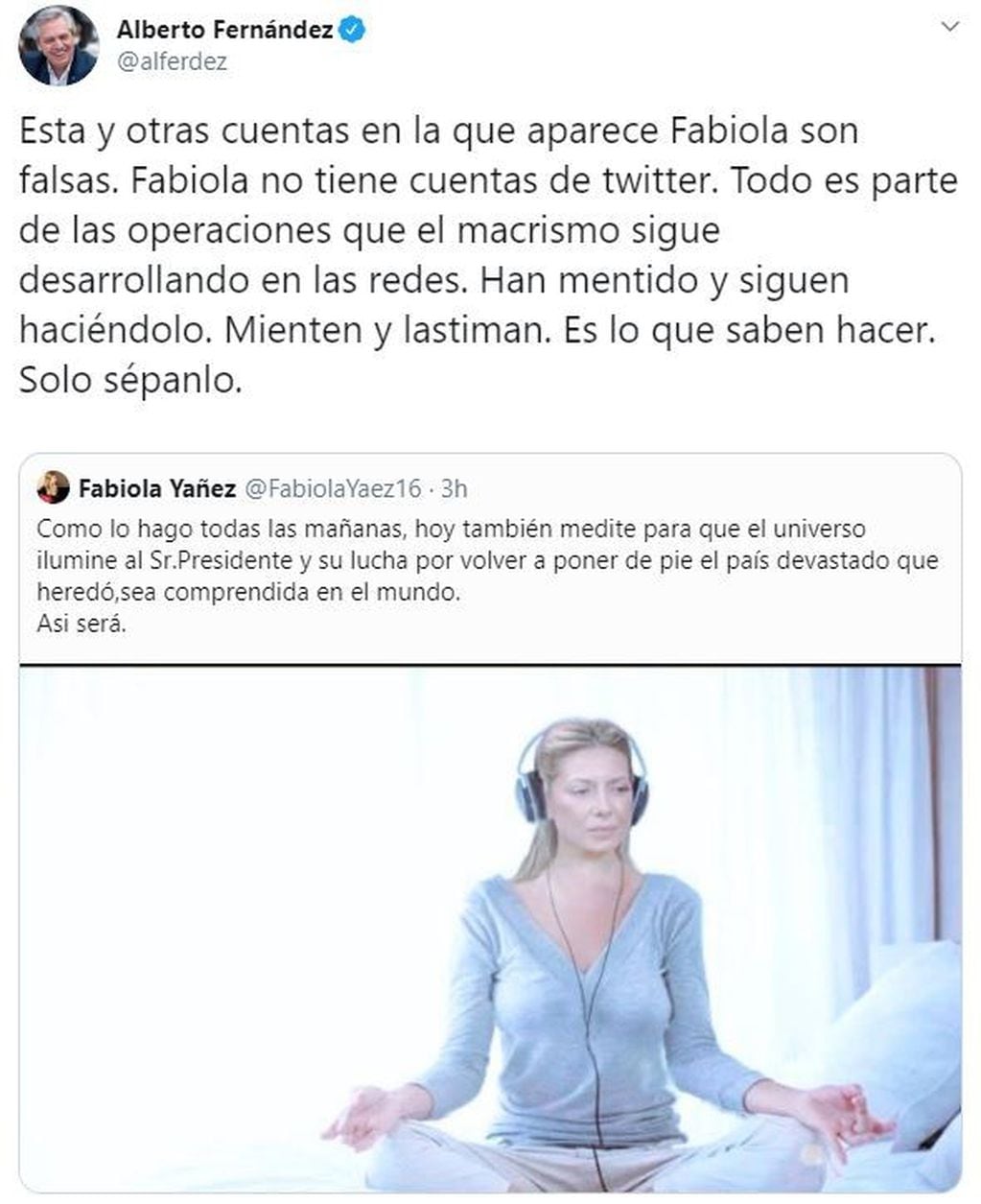 La denuncia de Alberto Fernández en Twitter.