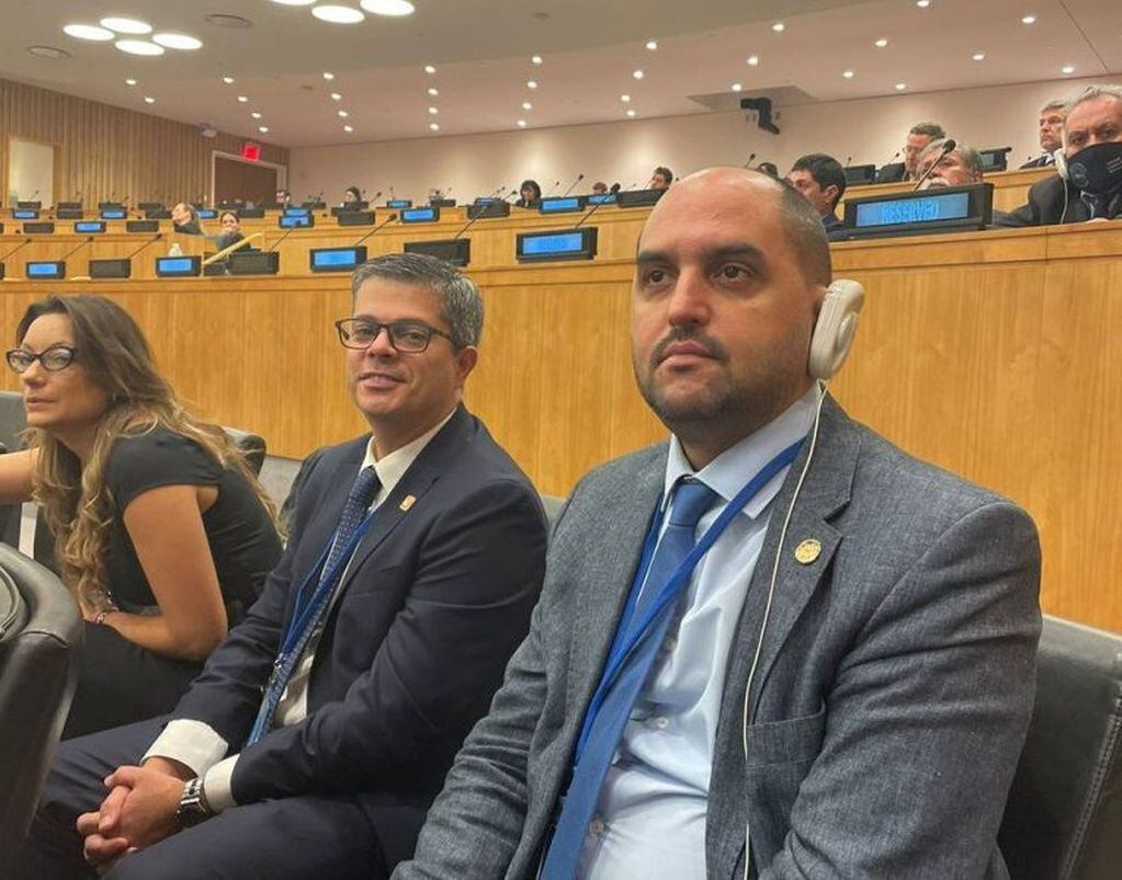 Federico Greve junto a Andrés Dachary y Carolina Lavori Heninger, en el Comité de Descolonización de Naciones Unidas.
