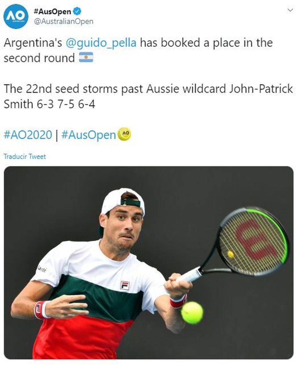 Guido Pella consiguió el primer triunfo argentino en el Australian Open