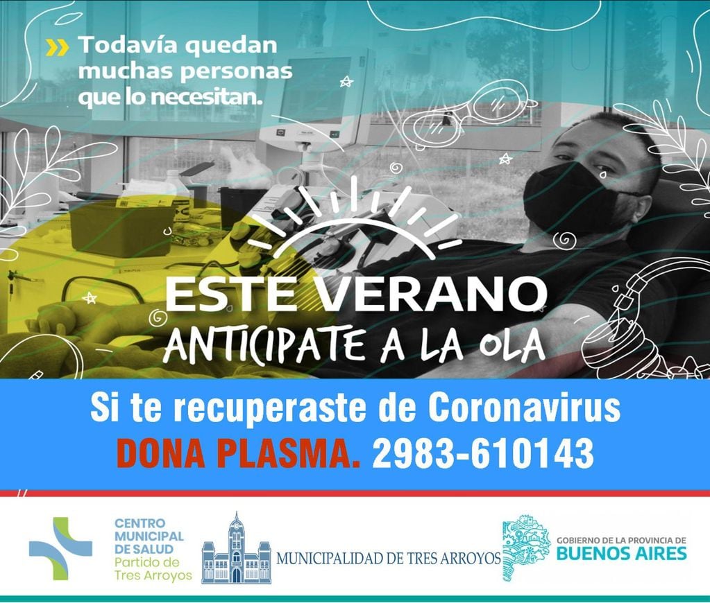 El centro de Salud de Tres Arroyos solicita donantes de plasma