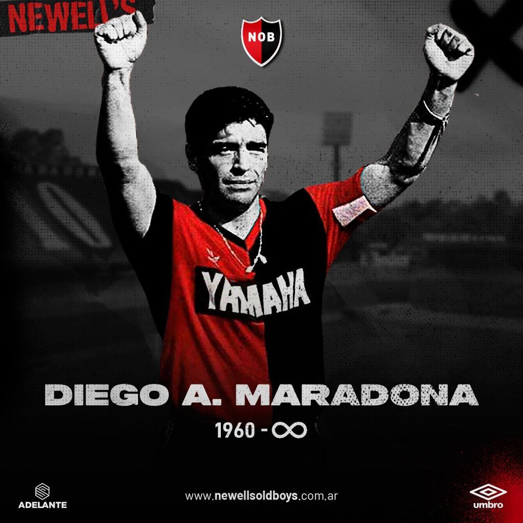 En Newell's eligieron la imagen icónica de Diego con la cinta de capitán en la cancha.