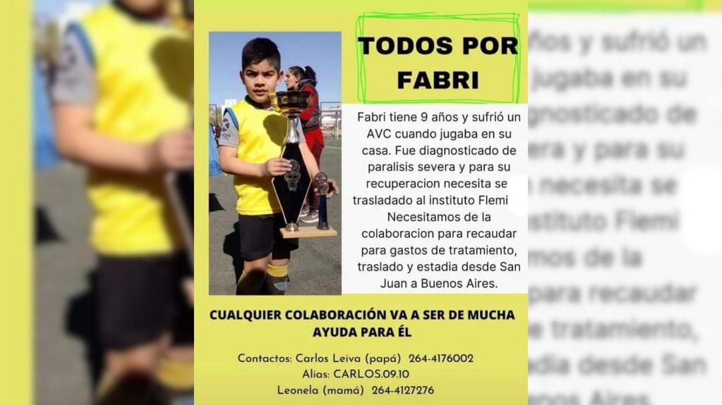 La historia de Fabricio, el pequeño sanjuanino que tiene parálisis cerebral y necesita la ayuda de todos para recuperarse