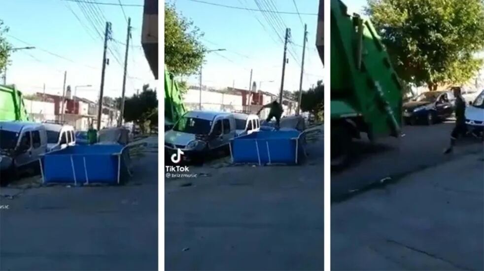 El trabajador decidió bajarse del camión para darse un “chapuzón” en una pelopincho ubicada en una de las veredas de San Martín.