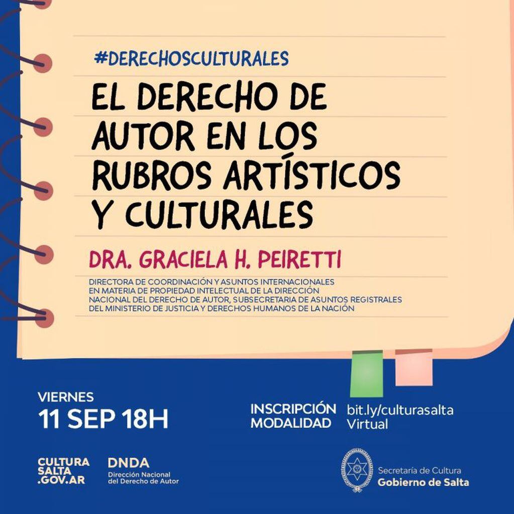 Llega un ciclo de charlas virtuales sobre derechos culturales (Gobierno de Salta)