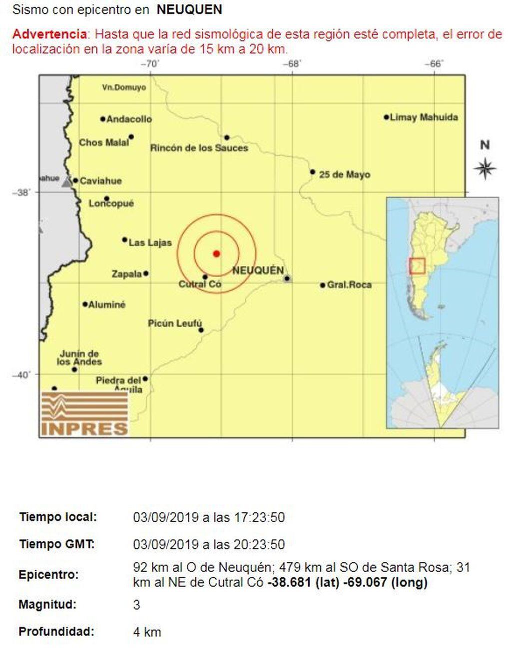 Sismos en Neuquén.