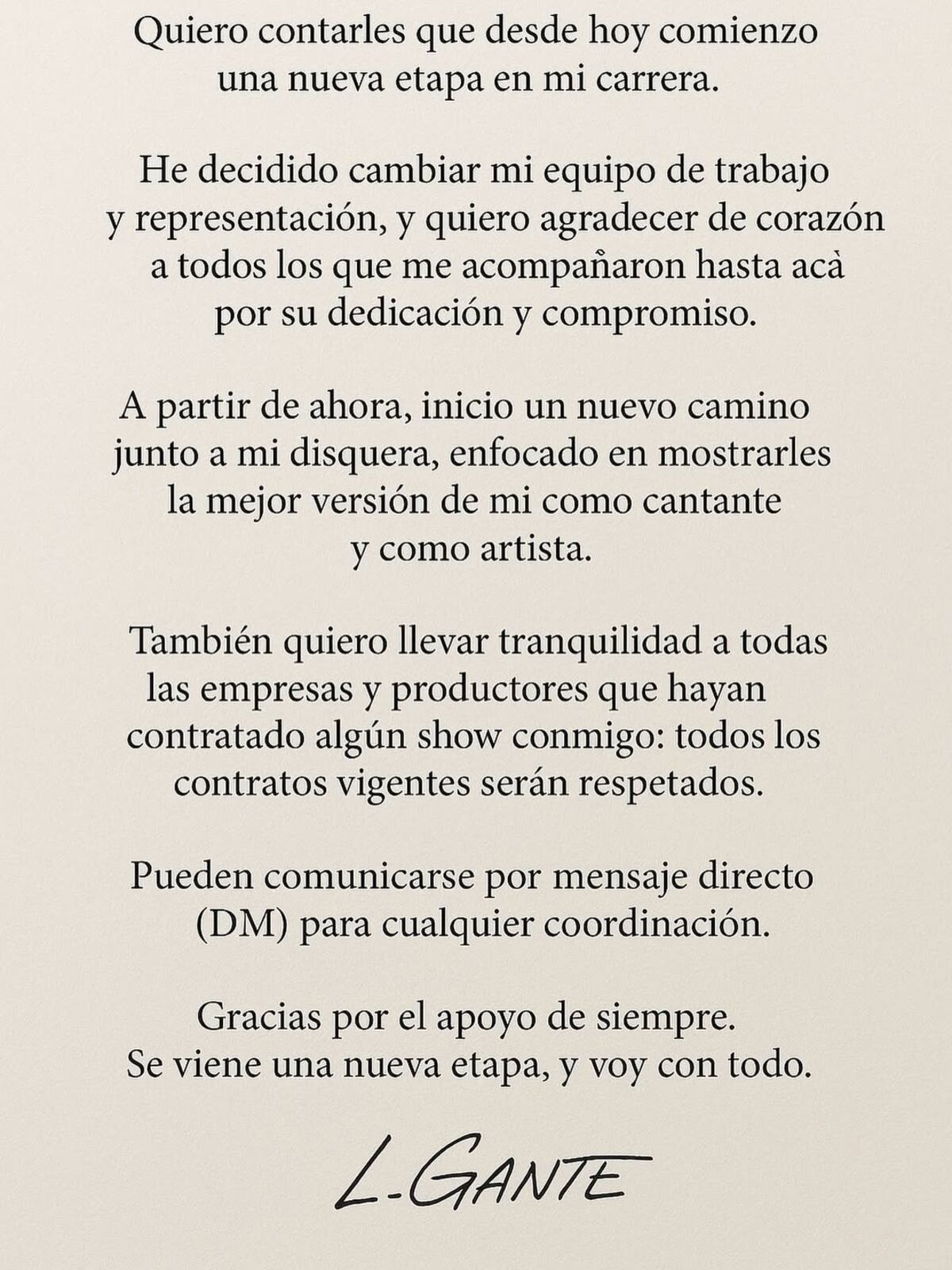 La drástica decisión que tomó L-Gante sobre su futuro artístico.